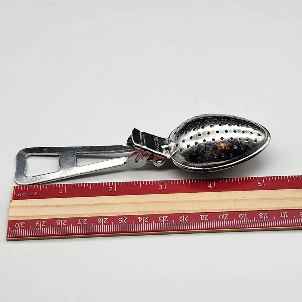 Vtg Tea Herb Infuser Strainer Spoon Steeper Chrome Plated Hinged Lid England
